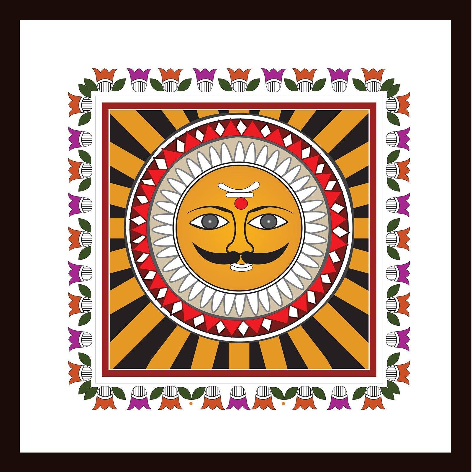 sun in madhubani painting